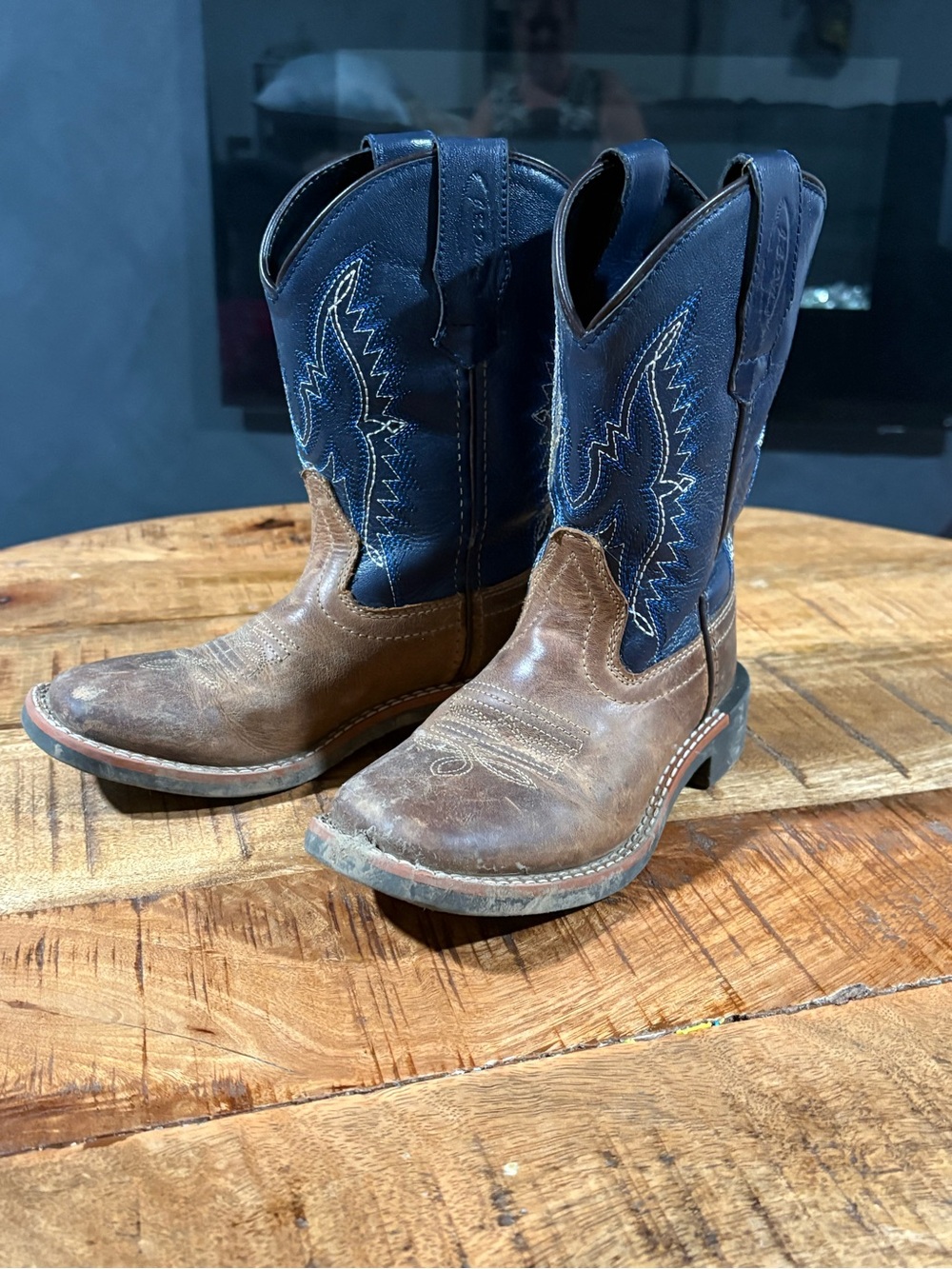 J.B. Dillon Boys Blue and Brown Western Pull-On Boots